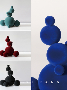 一匚现代a简约抽象蓝色泡泡雕塑 样板间售楼处客厅电视柜创意摆件