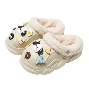 外室G穿内家居滑保暖防水亲子儿童拖 7500拆卸棉防拖女冬季 可鞋