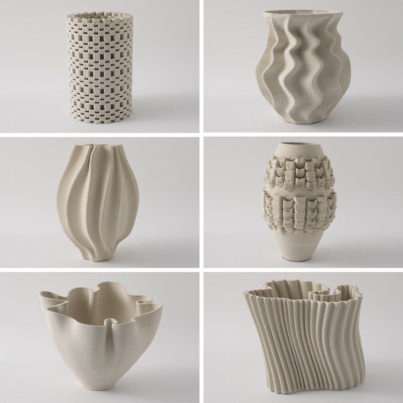 现代简约紫色素色陶瓷大花瓶摆件样板房设计N师款3D打印花器装饰