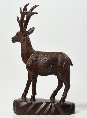 黑檀木雕鹿摆件实木创意家居家装饰D品客厅酒柜茶几电视柜桌面玄