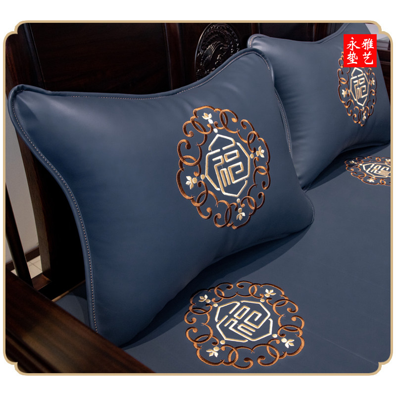 新中式沙发皮抱枕靠枕含芯客厅高档红H木坐垫靠背枕办Y公室居家定