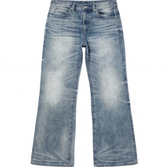 SHIIN 'Lysis' 溶解蜂窝猫须内华达vintage水洗微喇冰蓝646牛仔裤