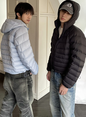 SHIIN 'Inflate' 90白鸭绒无内胆高密尼龙防钻绒短宽排骨羽绒服