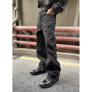 SHIIN 'Texas'「铜环」撕裂补丁可拆卸环扣直筒A字固色赤耳原牛