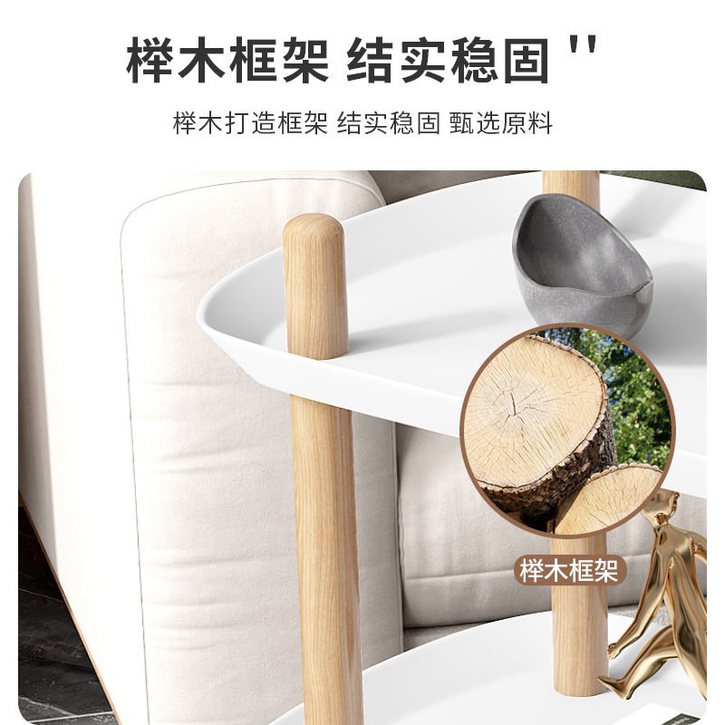 现货速发车小推车实榉木家用客厅工具车茶边几置物架W超静音滑轮