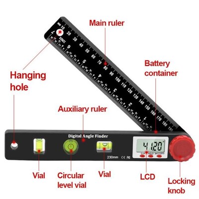 3-piece Set Digital Caliper Level and Angle ORuler Height Ru