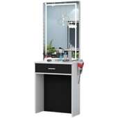 带灯美发店镜子镜梳妆化妆镜台双D面发廊镜子彷大理石纹美发镜台