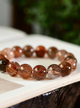 烟花黑金超手串天然巴西三矿共生黑金超手链黑金超七手串饰品