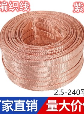 2.5铜编织线4/6/10/16/25/35/50mm2平方紫铜镀锡接地线导电带国标