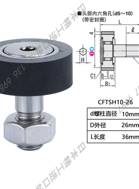 进口不锈钢聚氨酯包i胶随动器轴承 CFTSH 5-13 6-16 8-19 10-22
