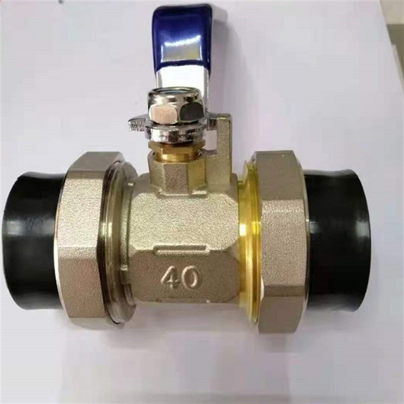 PE铜球阀 双头活接地暖管开关 水管热熔总开关4分6分1寸20 25 32