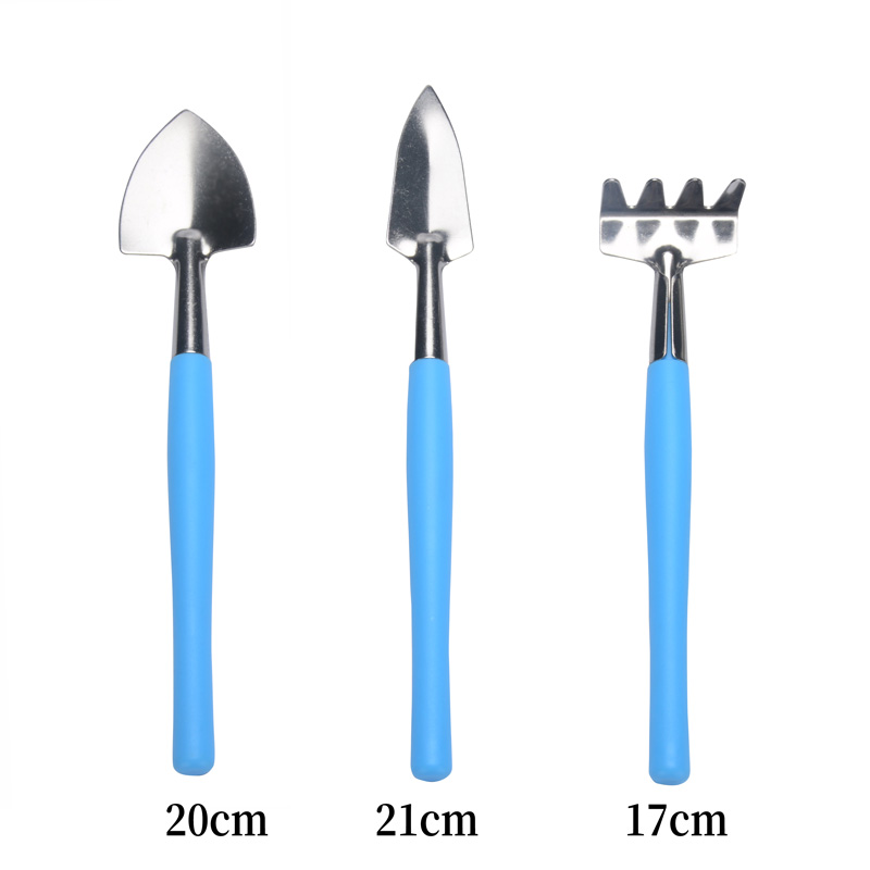 多肉绿植迷你园艺工具三件套小铲子不锈钢套装种菜盆栽花铲铁锹耙