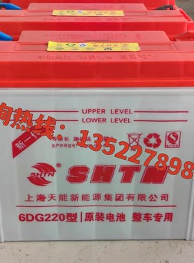 上海天能水电池6DG180-200-260-320-400型电动拉货拉客三轮车电瓶