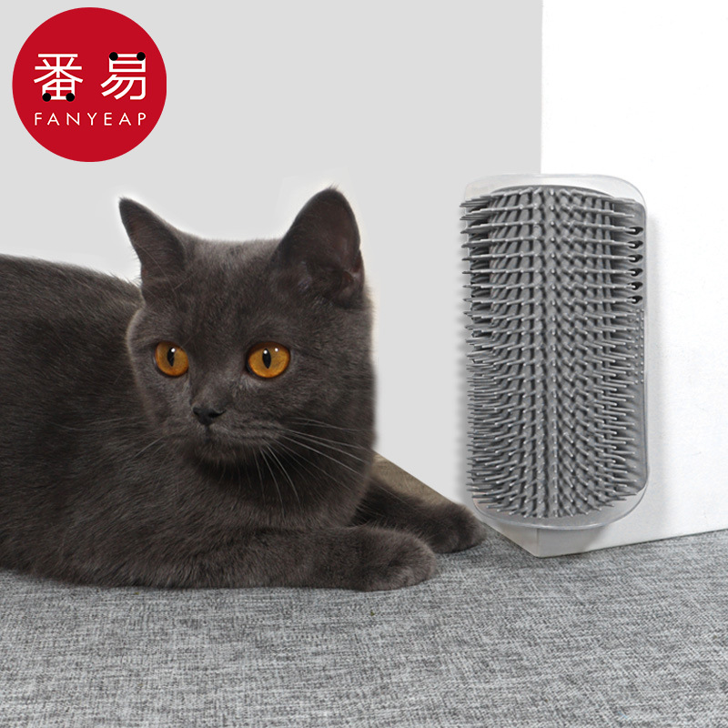 蹭痒器A1P243-猫咪蹭毛器贴墙角挠痒玩具猫抓板绑带按摩梳蹭头