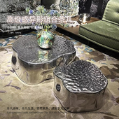 组合茶几意式 轻奢高级感异形设计师款 艺术感简约感客厅不锈钢茶桌