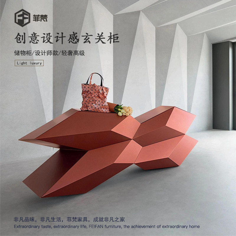 意式轻奢高级玄关柜别墅豪宅设计师款家用艺术感装饰柜简约收纳柜