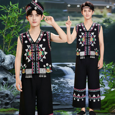 成人少数民族服装男款广西壮族苗族瑶族服饰哈尼族彝族侗族演出服