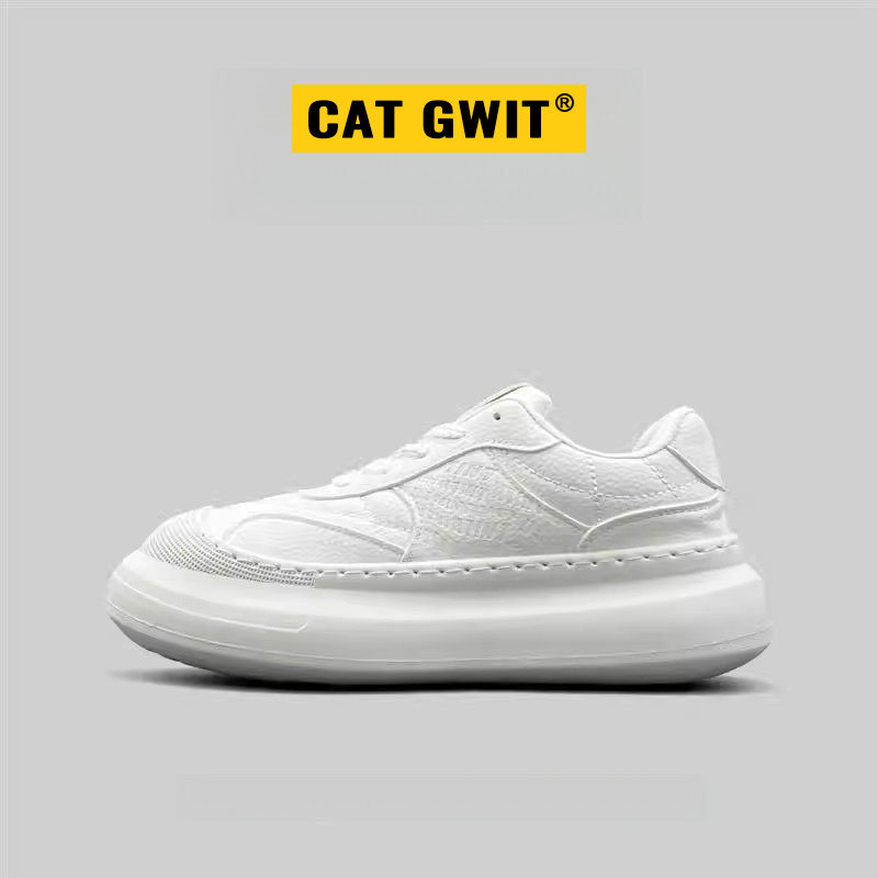 CAT GWIT厚底增高小众潮流老爹鞋夏季男户外徒步小白鞋皮面防水休
