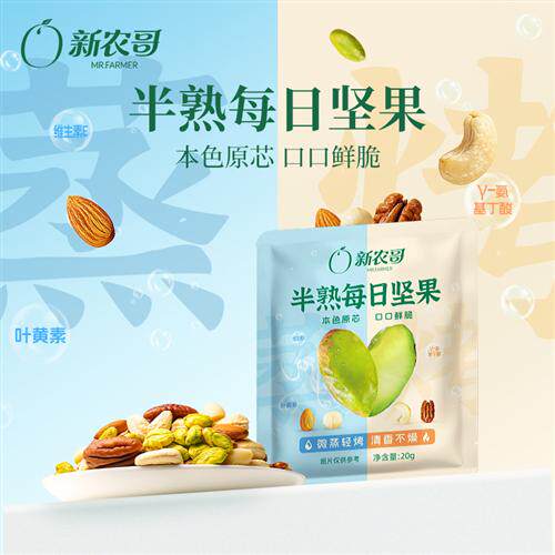 新农哥半熟每日坚果20g*6包混合坚果组合夏威夷果健康休闲零食s
