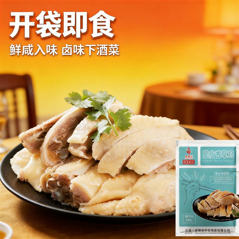 蒋凤记香草醉鸡熟食真空盐水鸡咸香鸡胸肉开袋即食卤味下酒菜300g图片
