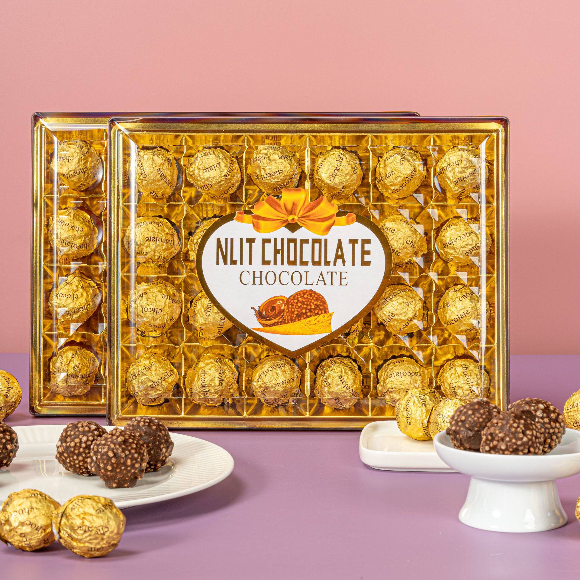 香港怡可缘精装24粒金沙球巧克力大盒装商超零食婚庆节日伴手礼盒