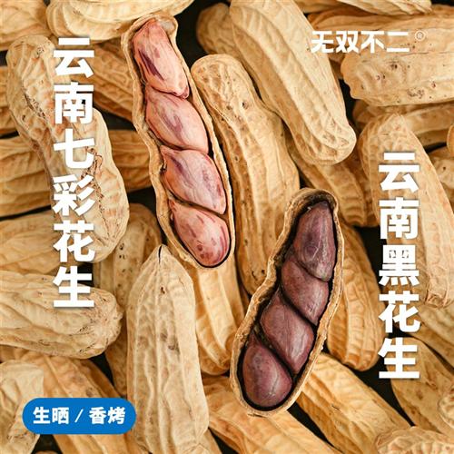 无双不二云南七彩花生黑花生富硒带壳黑花生普洱特产生晒新货零食