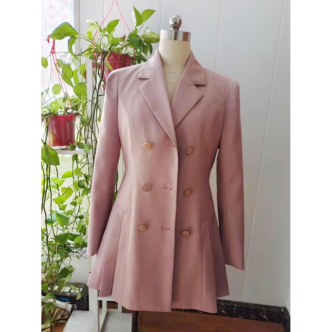 西服女款秋冬小个子显瘦百褶西装裙2021秋季新款收腰连衣裙短女