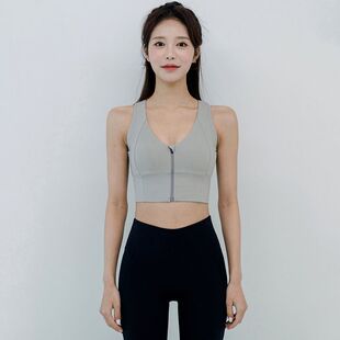 新款瑜伽文胸聚拢带拉链运动背心女 高强度健身美背跑步内衣