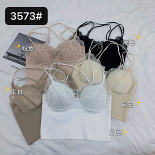 夏新款冰丝性感无痕蕾丝裹胸内衣女美背吊带U背百搭防走光抹胸内