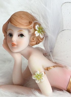 极速l粉b色羽毛天使意装饰品美女汽创装饰家居摆件蛋车欧式娃糕娃