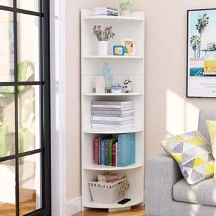 极速落地书架转角置物架简易客厅拐角转角柜三角形墙W角书柜多层