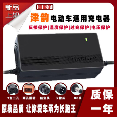 极速津韵电动车电瓶充电器o48V12AH60V20AH72V32AH两孔锂电铅酸蓄