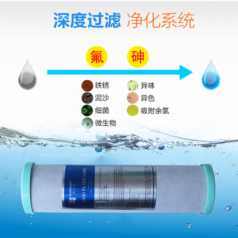 极速过滤芯10寸净水器除氟家用自来水H过滤厨房净化器直饮通用耗