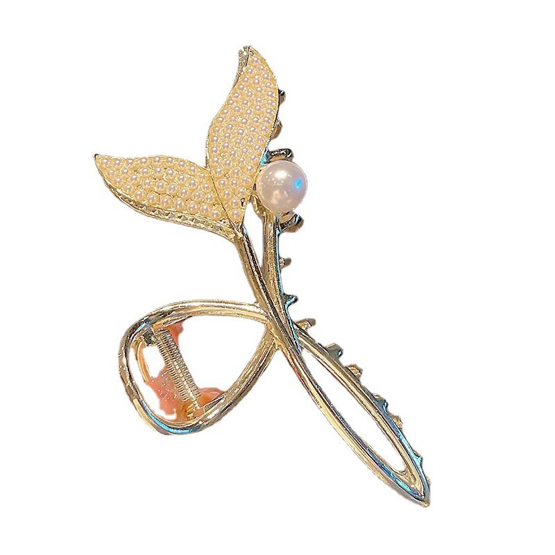 极速2023新款网红发夹珍珠鱼尾盘发抓夹子M女夏季发量多大号后脑