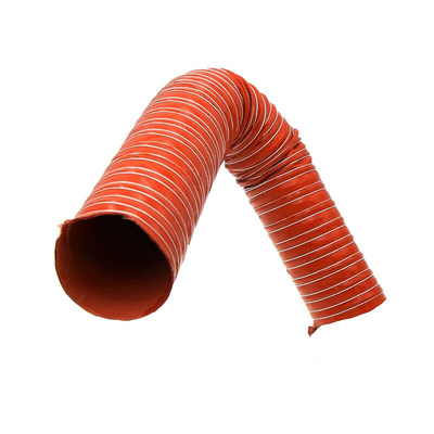 。红色高温矽硅胶风管 钢丝胶管通风烟管道新风耐高温300度伸缩软