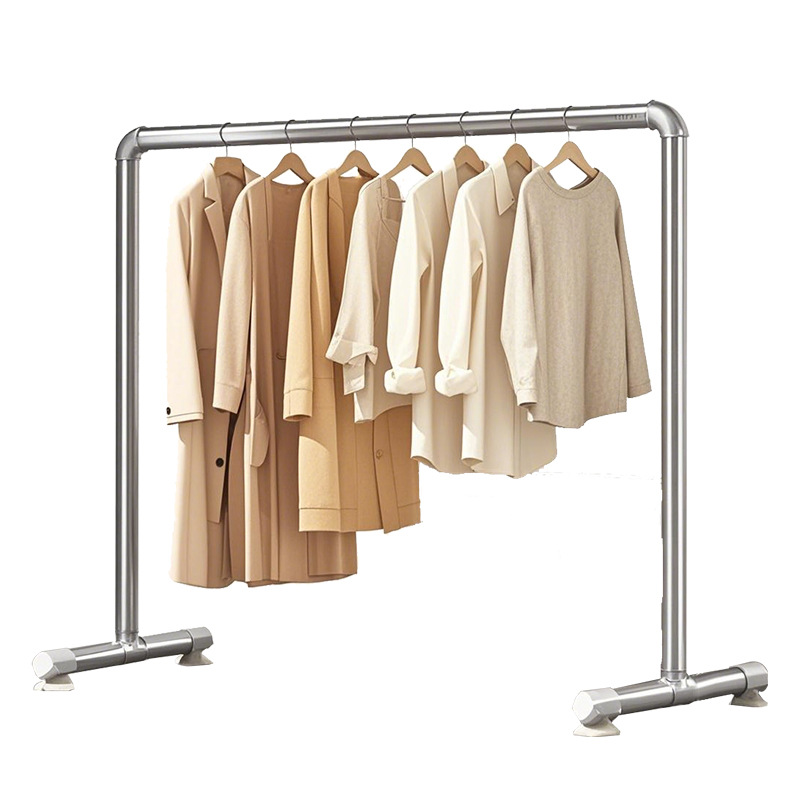 网红衣架304加粗钢管晾衣架挂衣架晒被子单杆不锈镀锌卧室落地