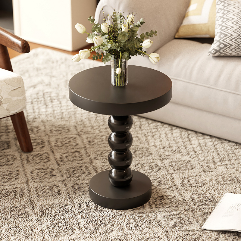 实木沙发边几奶油风床头柜创意小圆桌茶几置物架小桌子角几边桌