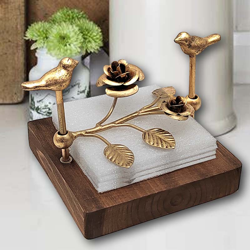 欧式创意木制正方l形复古纸巾座玫瑰花纸压台家用桌面收纳置物酒