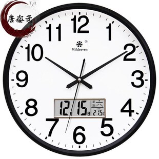 七王星钟表挂钟客厅圆形创意时钟挂表简约家庭壁挂静音电子石英钟