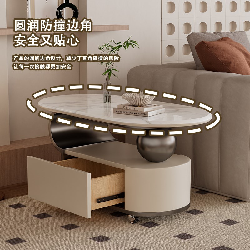 2025新款轻奢高级感奶油风茶几泡茶一体客厅家用可移动边几小推车