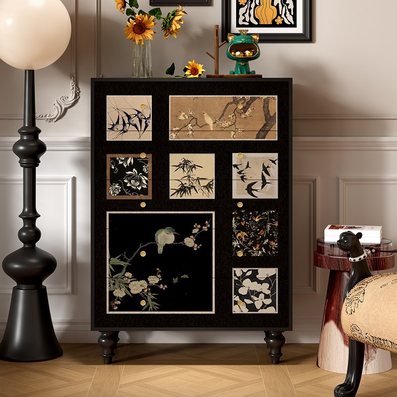 法式复古实木五斗柜客厅储物柜卧室收纳I柜入户玄关柜百联图抽屉