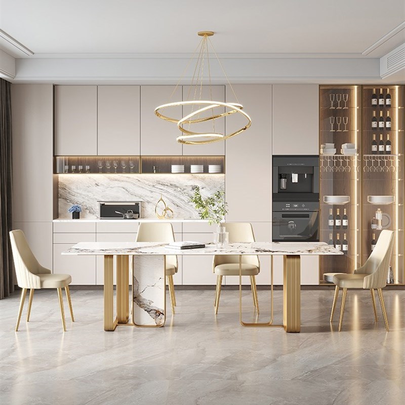 潘多拉岩板餐桌家用小户型轻奢现代极简约岛台20Q22年网红桌椅组