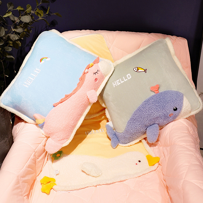 冬季摺叠抱枕被子二合q一两用加厚车内靠枕宿舍空调毯女生可爱午
