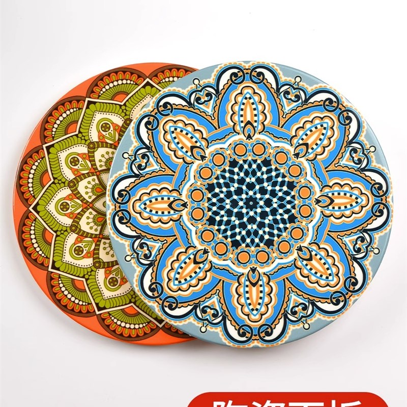 4片陶瓷隔热垫防烫软木垫防滑垫中式复古欧式餐垫餐桌垫砂锅垫碗