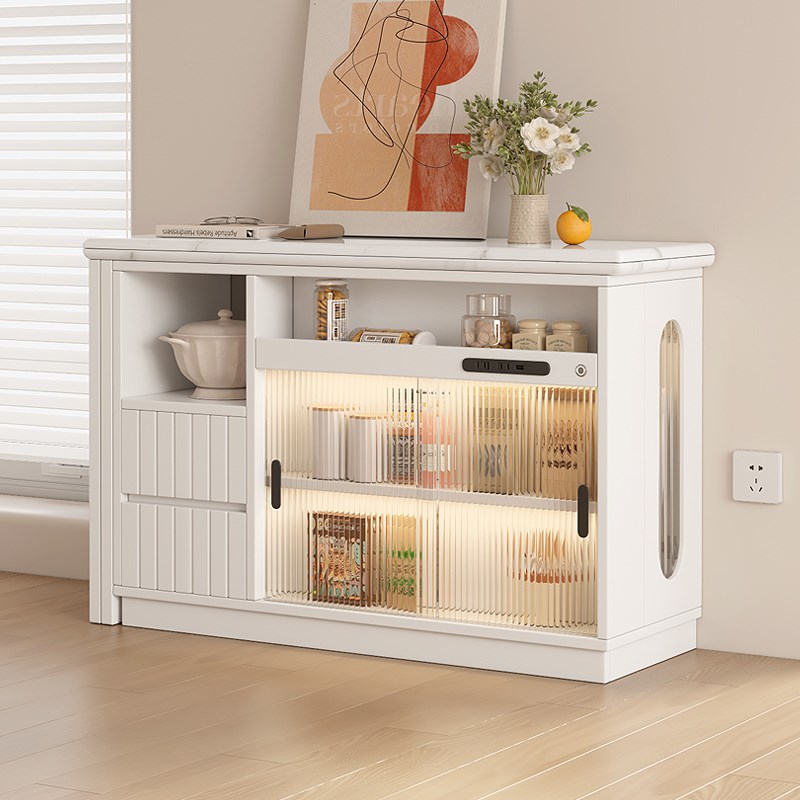 多功能餐桌奶油风餐边柜可折叠收纳橱F柜伸缩吧台柜隐形靠墙一体