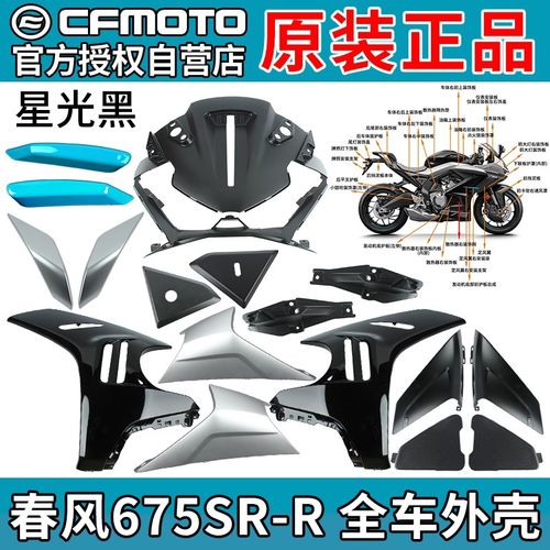 CFMOTO春风675SR-R前大灯左右定风翼装饰板散热器护罩外壳星光黑