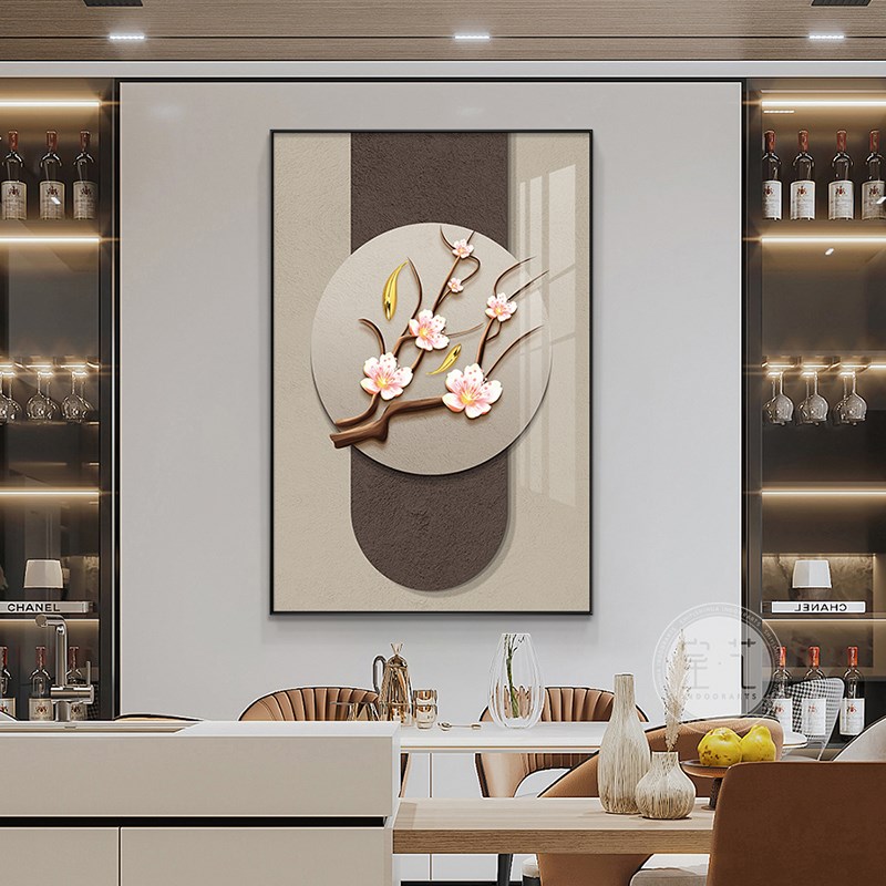 新中式餐厅装饰j画喜上枝头高档饭店酒店包厢墙壁画花鸟图茶室挂图片