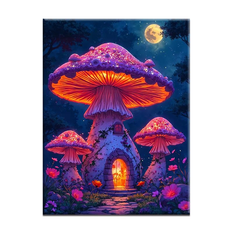 梦幻蘑菇 diyk数字油画2025新款丙烯画手工填充填色治愈系丙烯画