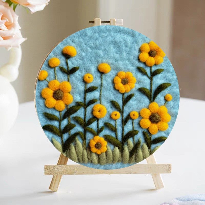 黄色小雏菊diy礼物羊毛戳戳绣手工材料包简单手工制作装饰摆件画,居家布艺,戳戳绣,淘宝优惠券,粉丝福利购,淘宝优惠卷