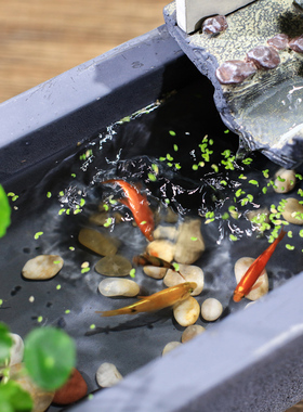 新中式江南招财流水摆件家居客厅办公室桌面鱼缸水景加湿器小摆设